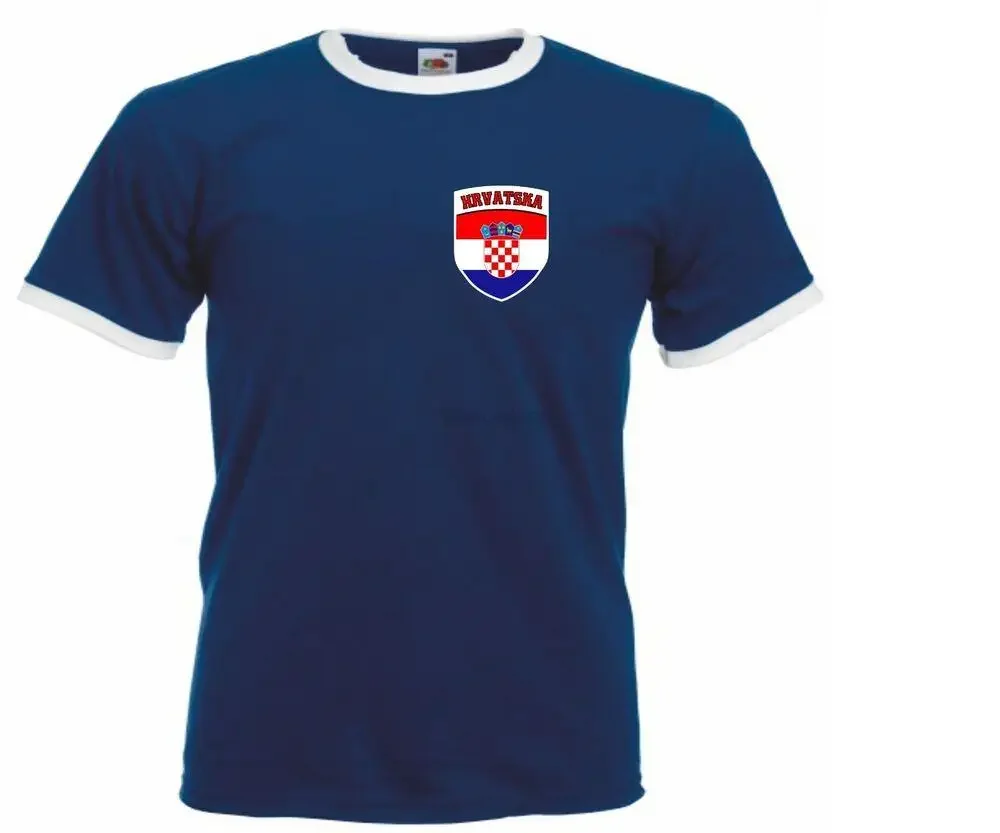 Croatia Croatian Hrvatska Soccer Football Crest Navy T-Shirt  Jersey - All Sizes