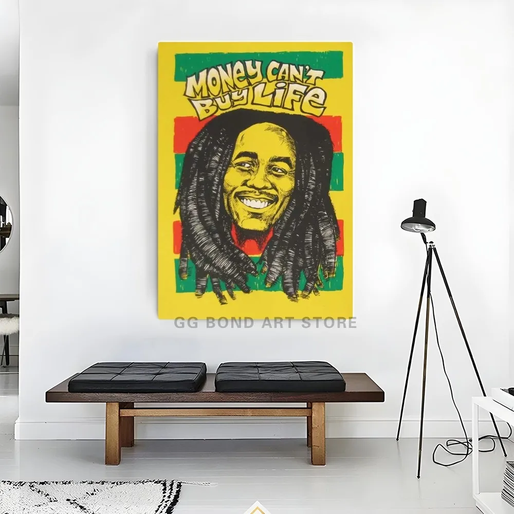 1PC Rapper Singer Self-adhesive Bob Marley Decoration Poster Art Waterproof Paper Sticker Coffee House Bar Room Wall Decor