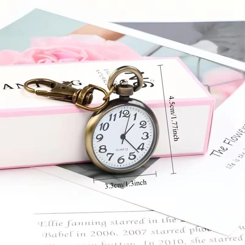 New Tiny Cute Quartz Pocket Watch with Keyring Minimalist Quartz Nurse Watch for Women Men Doctor Student Vintage Pendant Watch