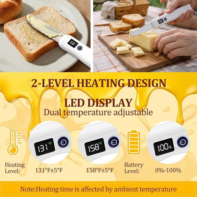 Heated Butter Knife Heater Stainless Steel Rechargeable Butter Spread Bread Toast Cream Western Cheese Knife
