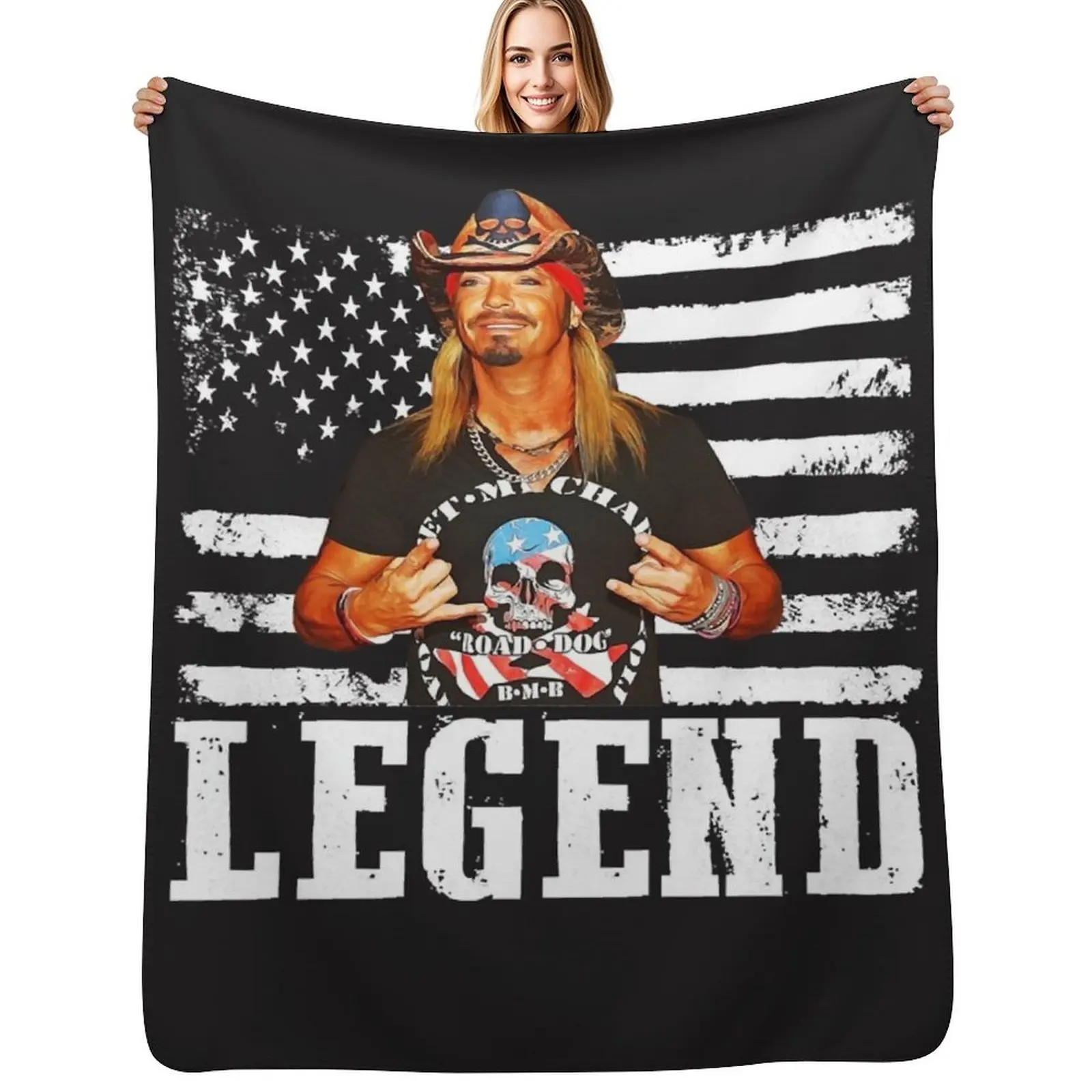 

Women My Favorite Distressed American Flag Bret Michaels Legend Retro Throw Blanket Wrinkle Resistant Lightweight Blanket
