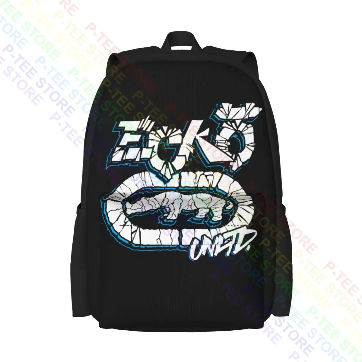 Ecko_Unltd Silver Shiny Metallic Logo Large Capacity Backpack Travel Shoe Bag Gym Tote Bag Large Capacity