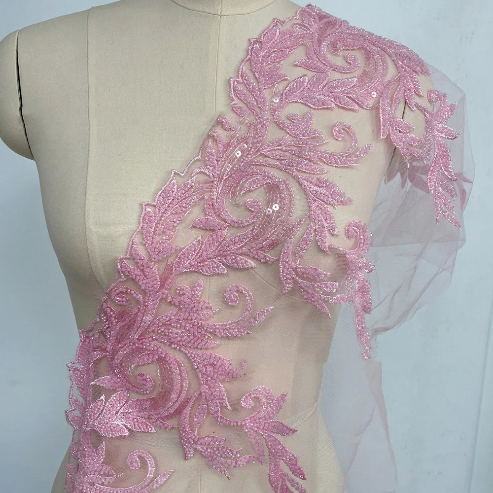 

Ширина 1 ярд, 26 см, расшитое бисером кружево, вышивка, кружево, свадебное платье, нашивка для одежды