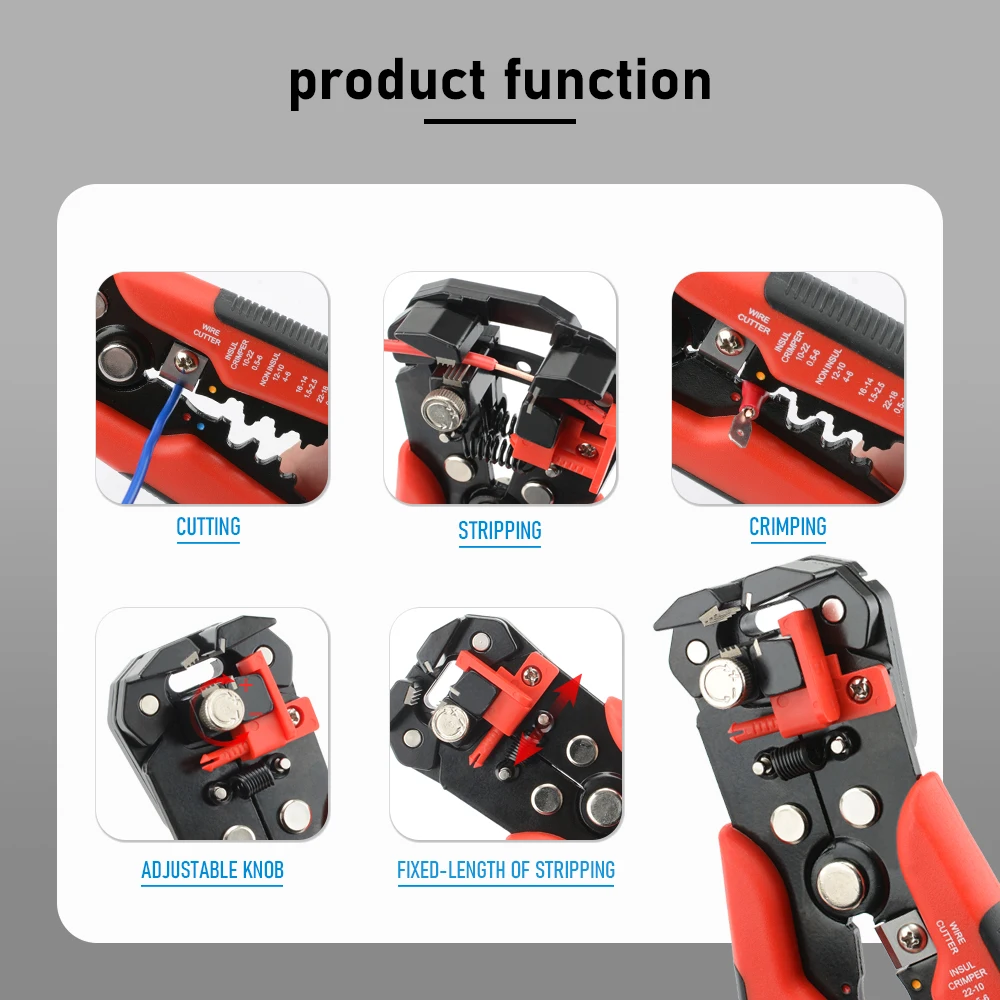 Self-Adjusting Wire Stripper Cable Cutter Kit Electrician Crimping Tool Set With Case Multifunctional Stripping Pliers