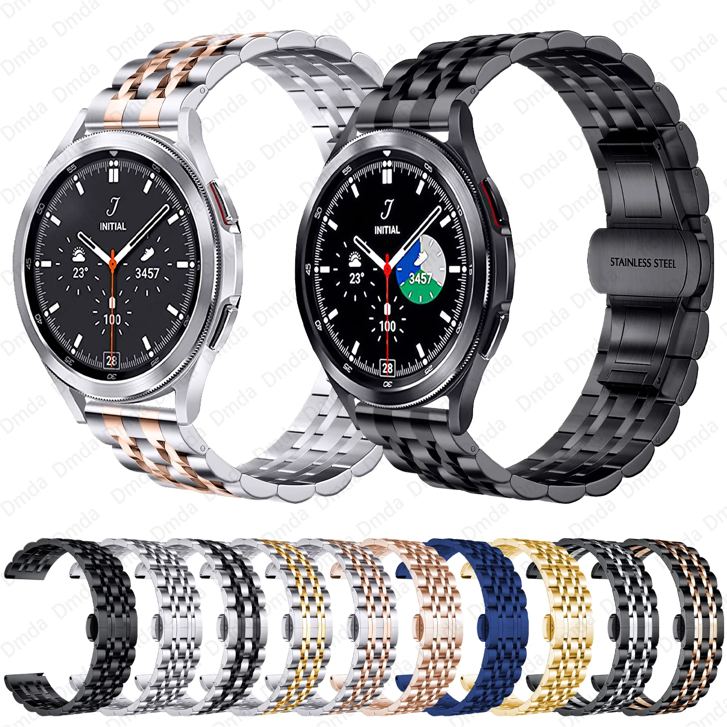 

Ремешок из нержавеющей стали для наручных часов, браслет для Samsung Galaxy Watch 4 Classic 46 мм 42 мм, 44 мм 40 мм 3 Active2, 20/22 мм