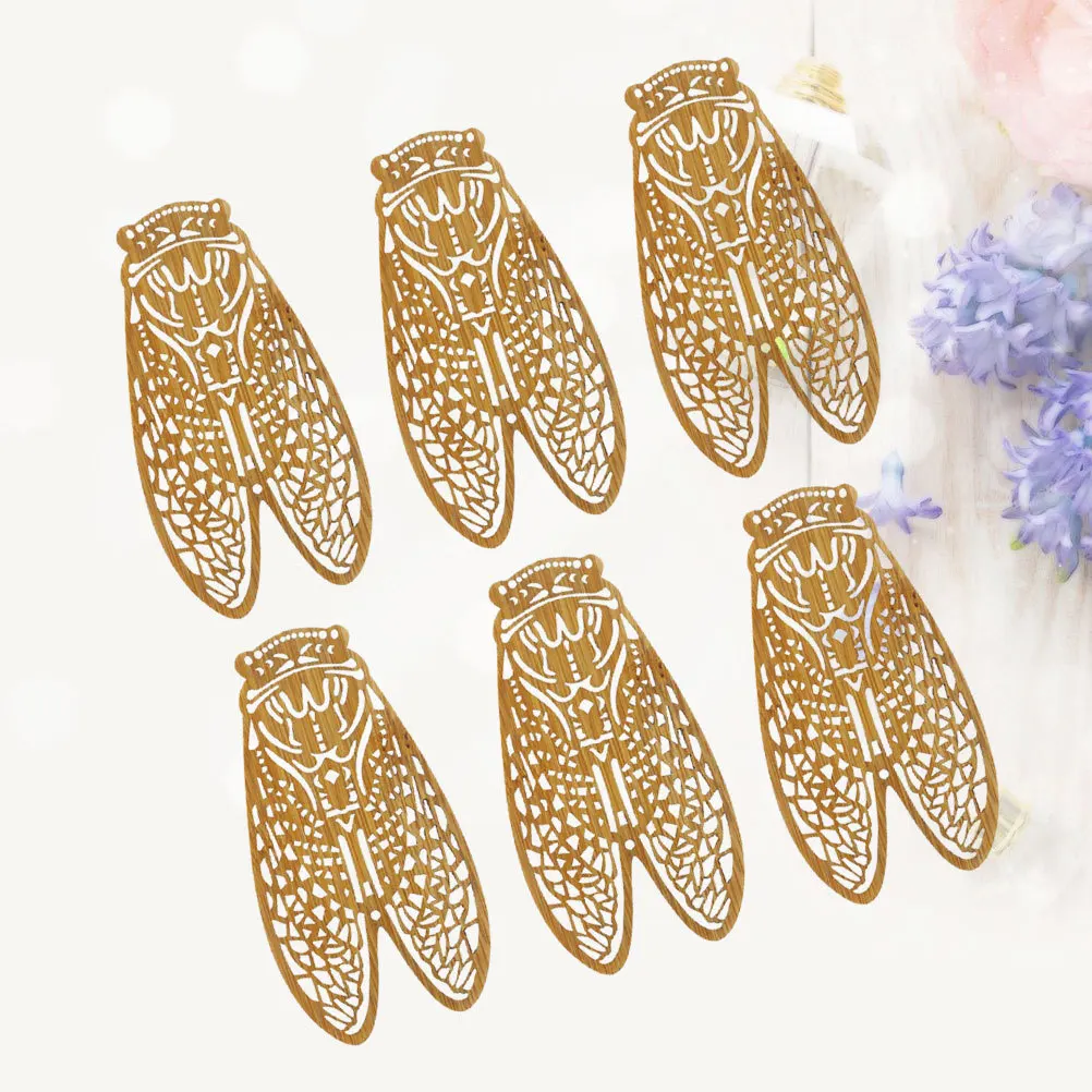 

6Pcs Wooden Bookmarks Creative Page Markers Elegant Lightweight Portable for Scrapbooking Notebook Calendar Office School