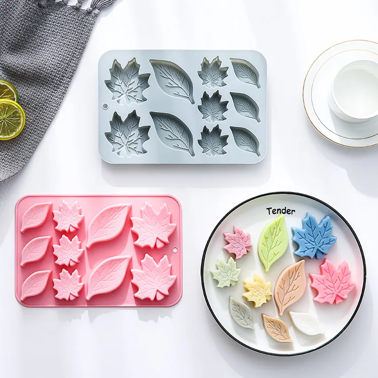 

10-hole Leaf Maple Leaf Shape Silicone Mold Baking Tool Chocolate Mold Soft Candy Cake Mold Cake Decorating Tools