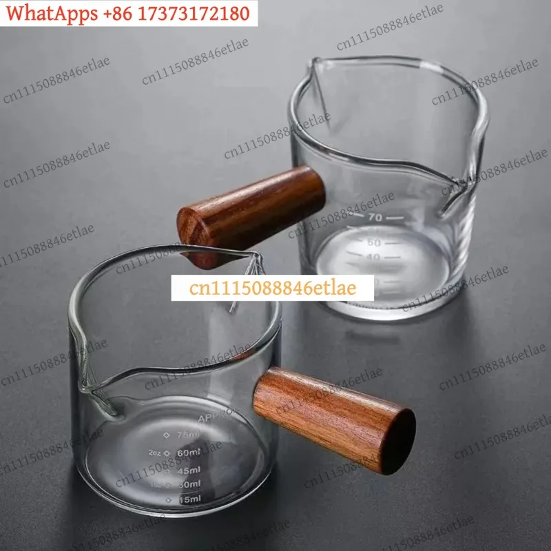 k3 75ml Espresso Measuring Cup with Double/Single Spout, Heat-Resistant Glass Coffee Shot Glass