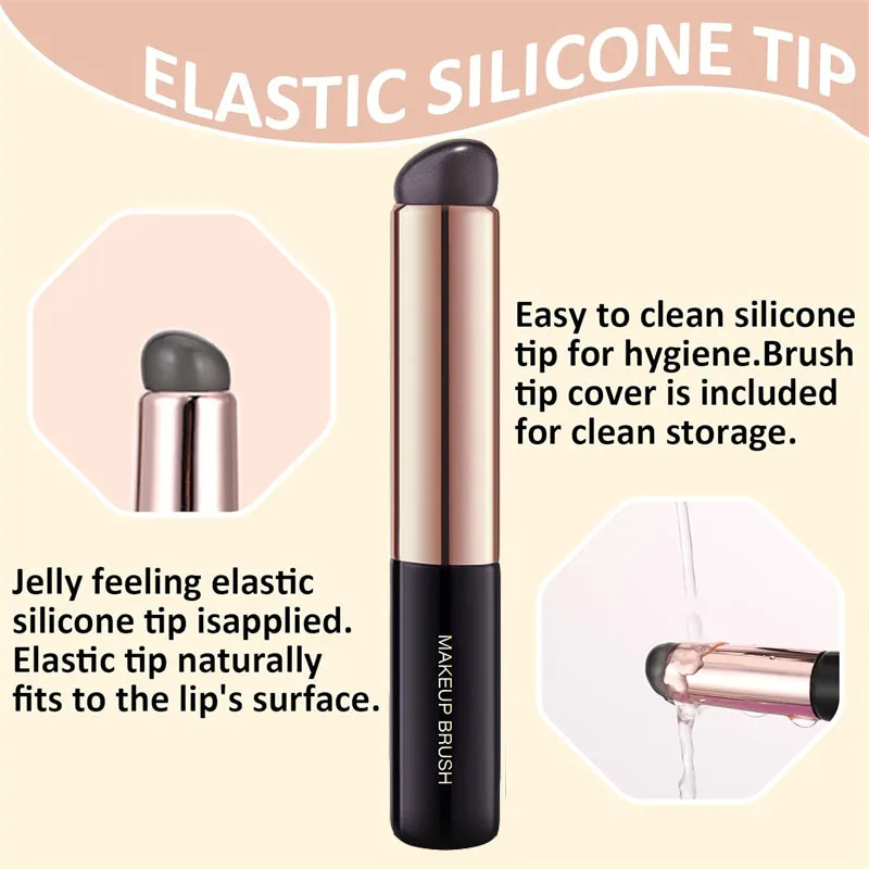 Silikonowy pędzelek do ust z osłonką, okrągła główka, pędzle do makijażu ust i korektora, wielokrotnego użytku, miękki aplikator do szminki i balsamu do ust.