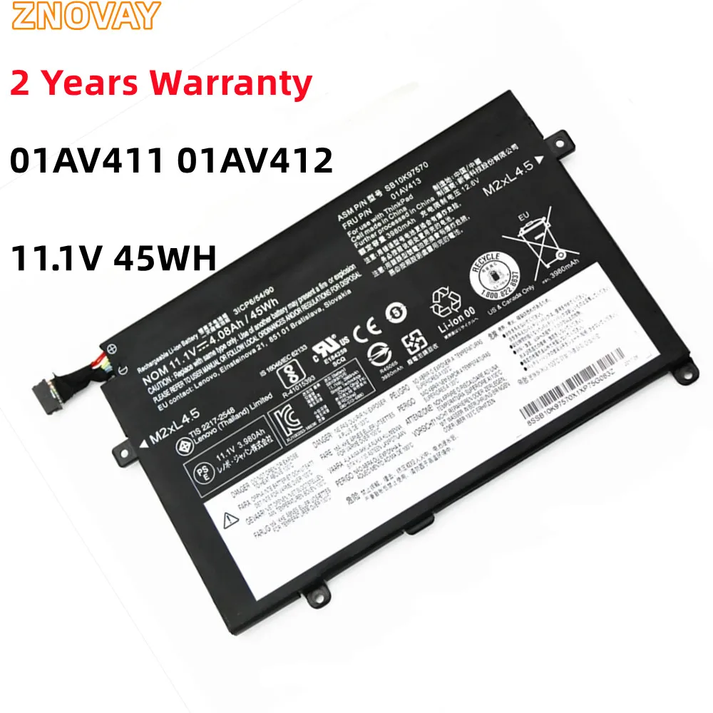 

ZNOVAY 01AV411 01AV412 01AV413 Laptop Battery For Lenovo ThinkPad E470 E470C E475 SB10K97568 SB10K97569 SB10K97570 11.1V 45WH