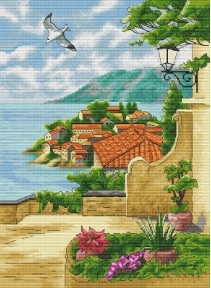 Coast of Italy 39-49 counted 16CT 14CT 18CT DIY Cross Stitch Sets Chinese Cross-stitch Kits Embroidery Needlework