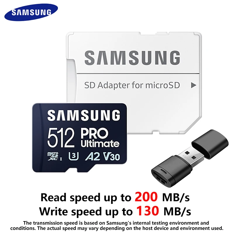 SAMSUNG PRO Ultimate Micro SD 128GB U3 V30 Memory Card 256GB A2 4K TF Card 512GB High Speed 200M/s Micro SD Card MicroSDXC C10