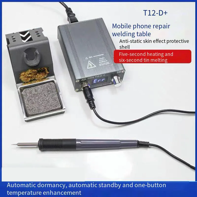 OSS T12-D PLUS soldering station, 76W high power, non-slip and anti-scald for cell phone motherboard repair.