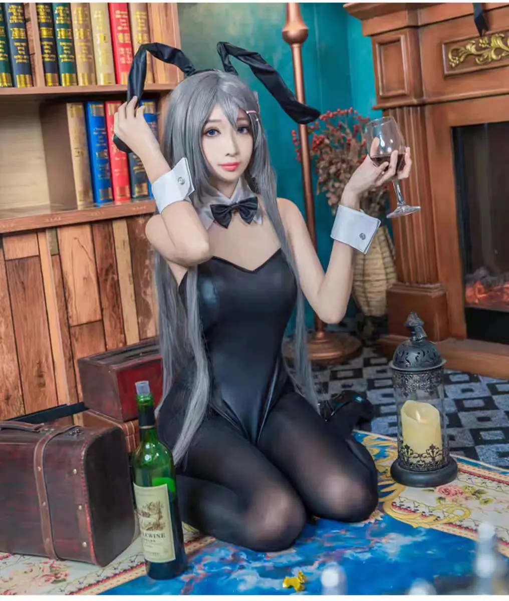 Sexy Bunny Girl Sakurajima Mai Cosplay Costume Jumpsuit Bunny Senpai Mai Sakurajima Cosplay Faux Leather Rabbit Bodysuit Women view 2