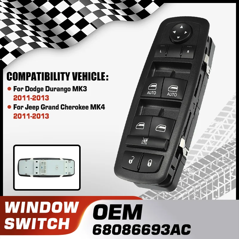 

68086693AC 68086693AE Car Electric Master Power Window Switch Lock Switch For Dodge Durango Jeep Grand Cherokee 2011 2012 2013