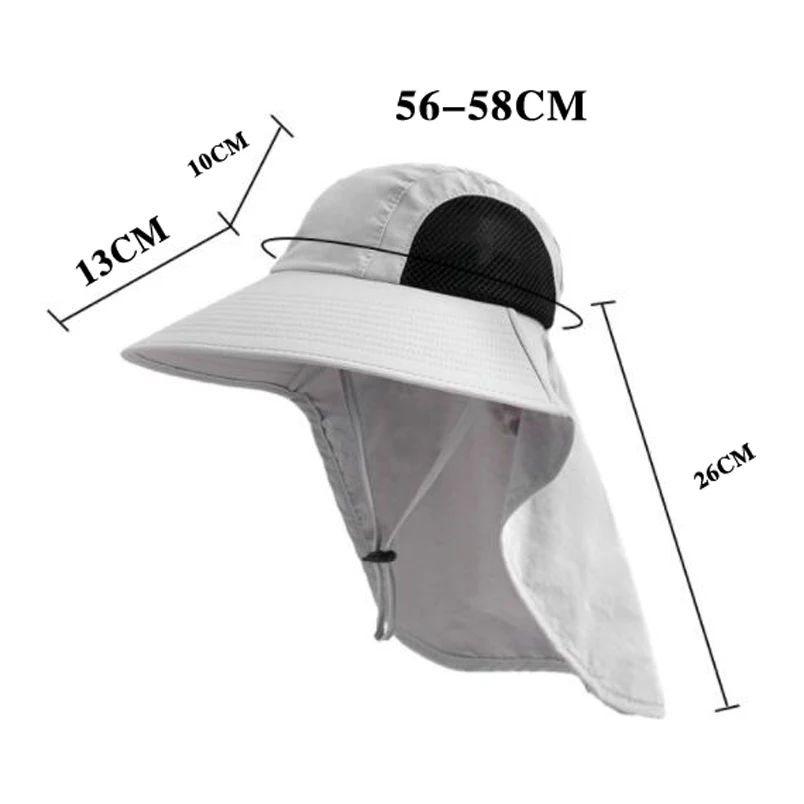 Unisex Summer Wide Brim Waterproof and Quick-drying Panama Caps Outdoor Visor Bucket Hats Mesh Breathable Sun Hat with Neck Flap