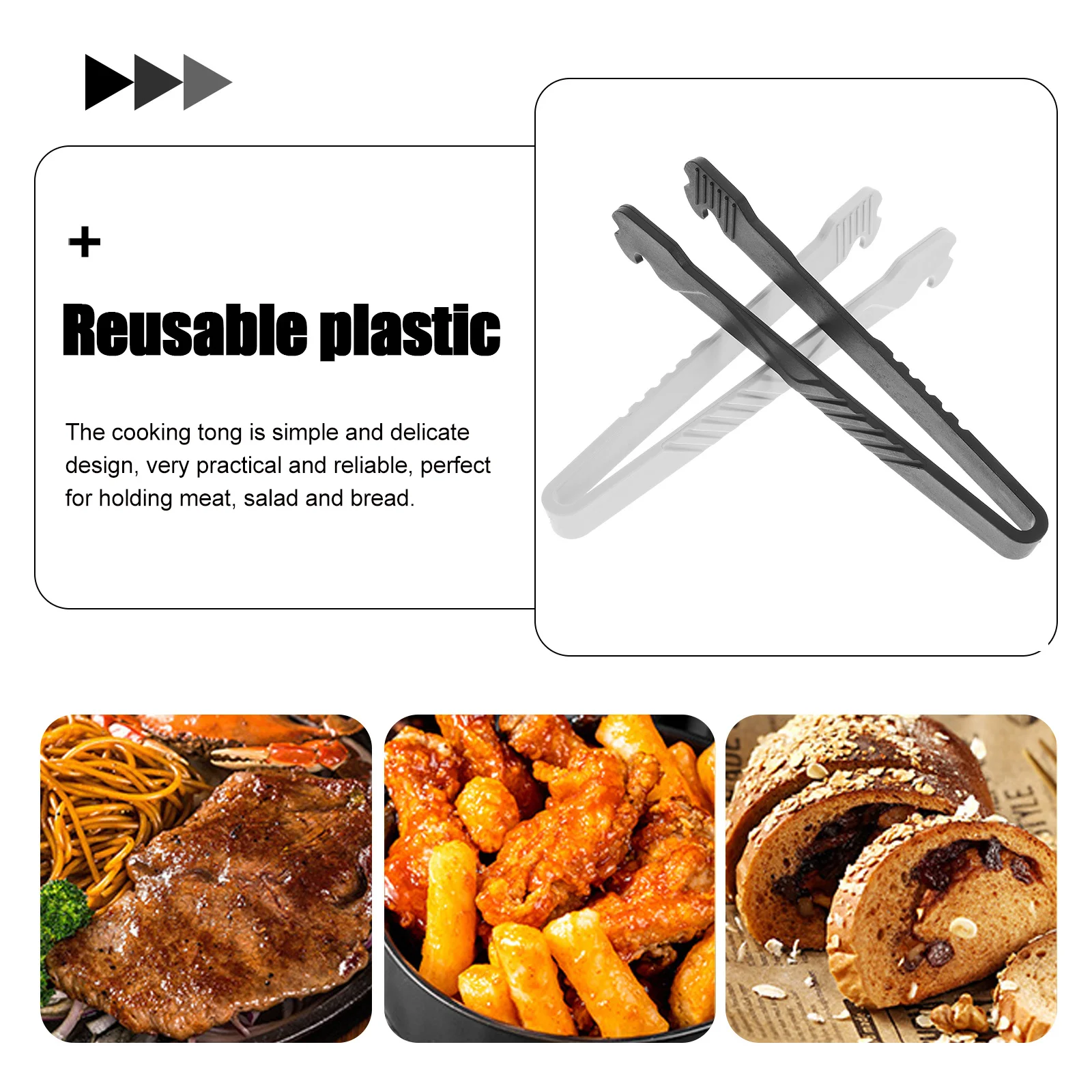 

2Pcs Bread Tong Food Safe Plastic Serving Tongs for Buffet Party Kitchen Cooking Tools Buffet Food Tong Kitchen Tongs