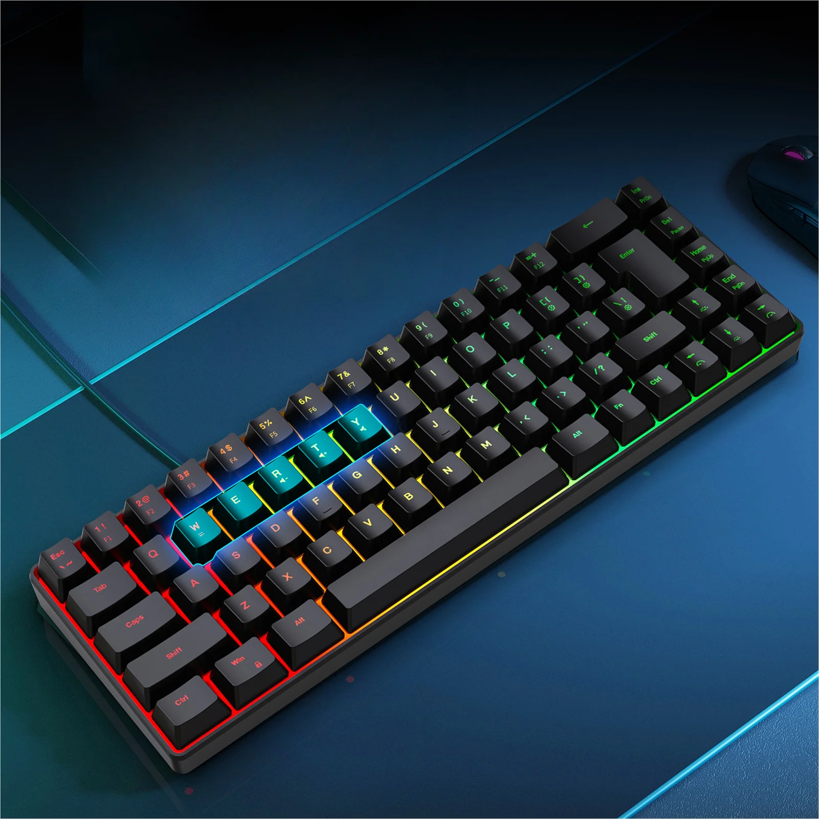 

K68 Wired Streamer Mini Gaming Keyboard RGB Backlit 68-Key Ergonomics Mechanical Tactile Membrane Gaming Keyboard Game/Office