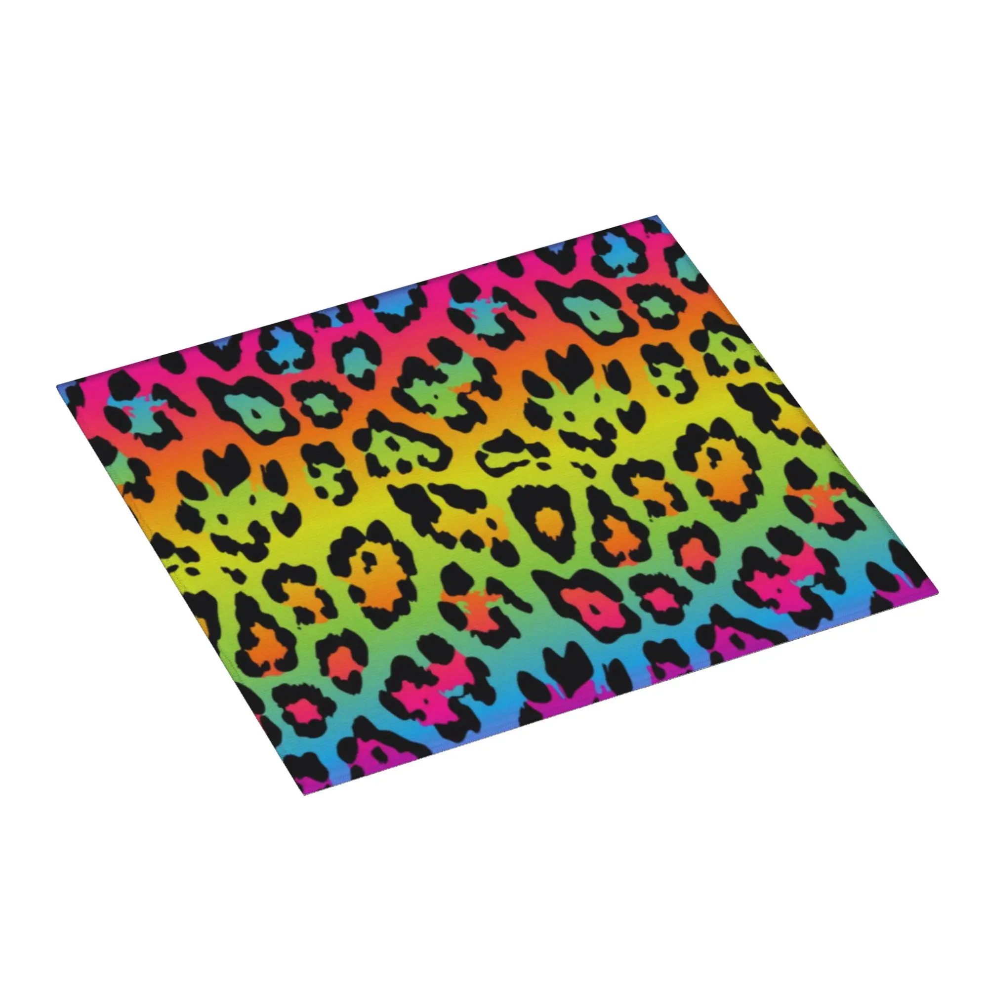 Drying Mat For Kitchen Rainbow Leopard Animal Print Barware Tableware Oil Proof Reusable  Washable Kitchen Sink Drying Pad