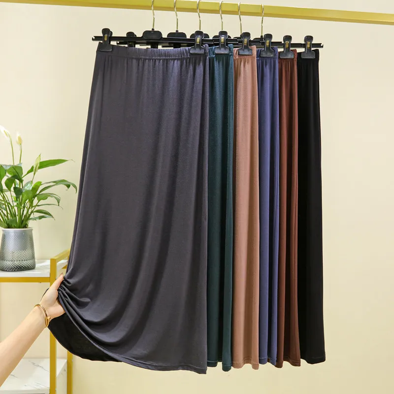 

Тонкая женская летняя юбка миди А-силуэта из модала, длинная, с высокой талией, драпированная, универсальная, базовая
