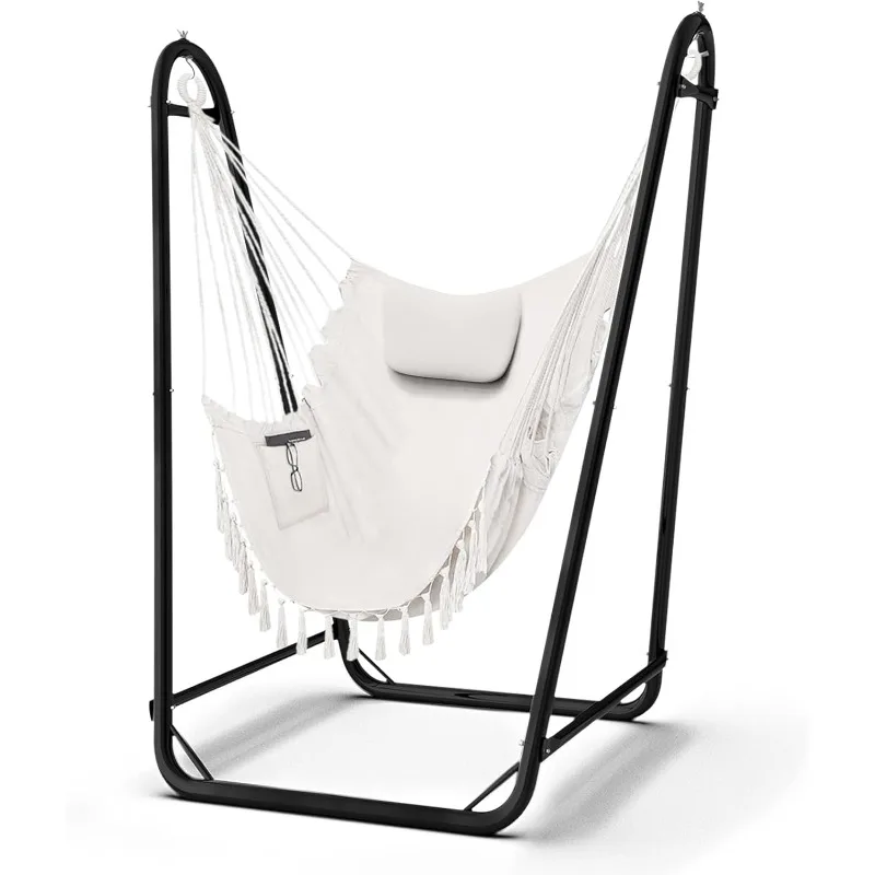 

Hammock Chair with Stand,Heavy-Duty Hanging Chair with Stand, for Indoor Outdoor,Sturdy Swing Chair Stand Max Load 350 pounds(Ha