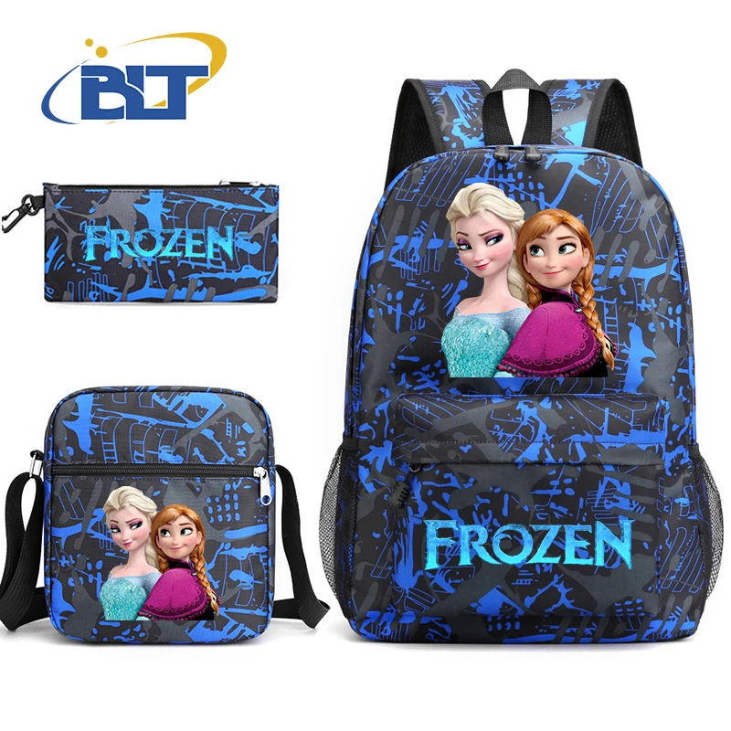 MINISO Frozen printed student school bag set children's backpack pencil case shoulder bag three-piece set