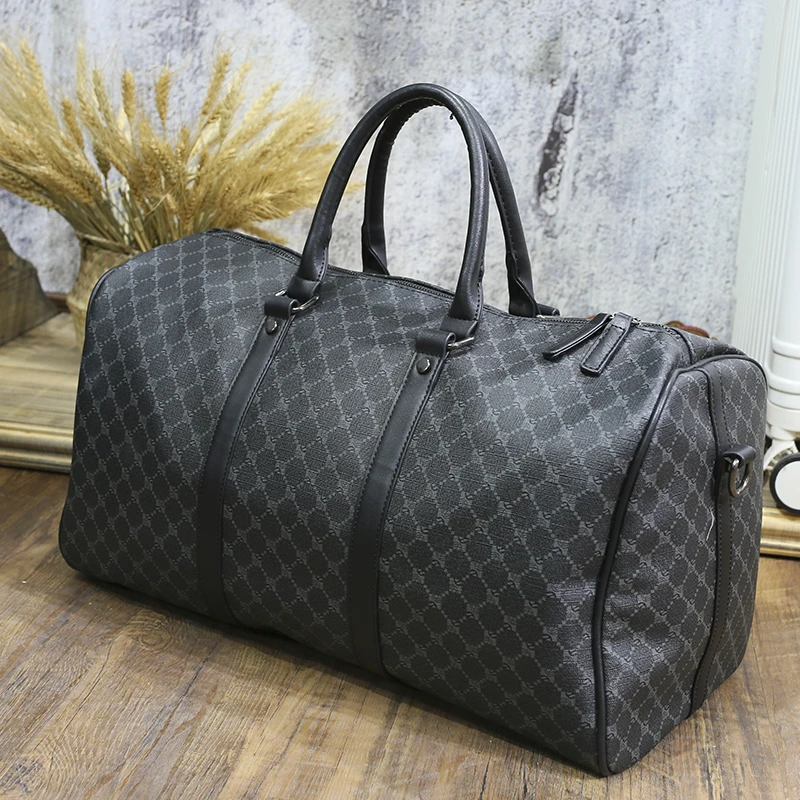 Brand fashion plaid travel bag men's portable large capacity travel luggage trend short-distance business shoulder duffel bag