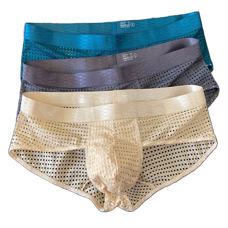 

Breathable Men's Pouch Underwear Large Mesh Sexy Low Waist Wide Waistband Quick Drying Briefs Slip Uomo Sexi Sports Male Panties