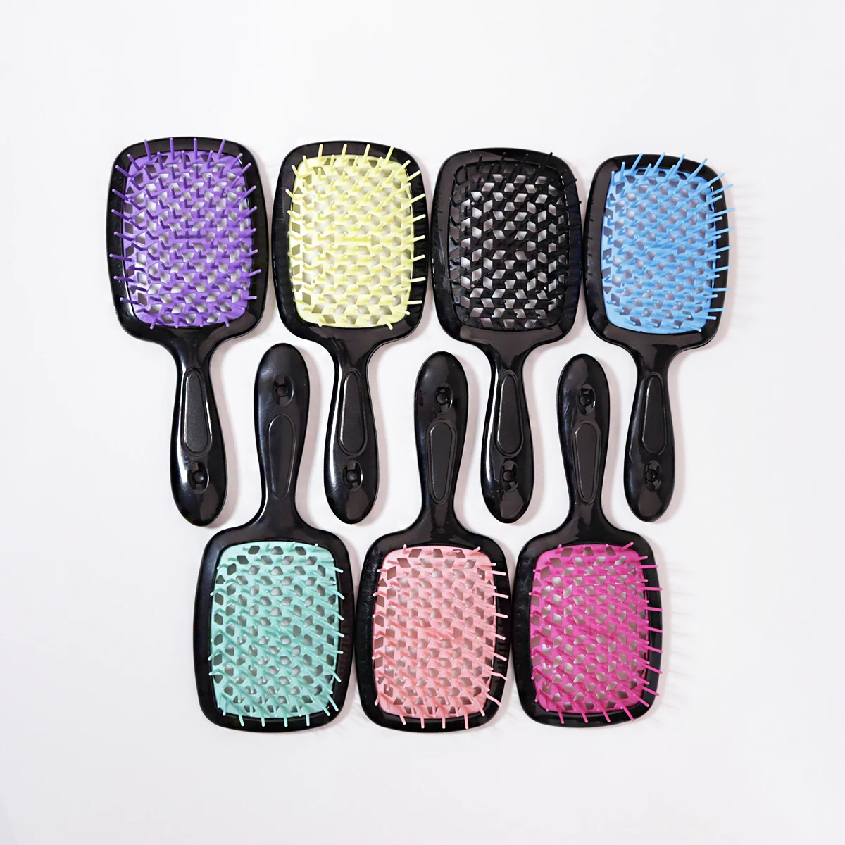 فرشاة تدليك الشعر الممشطة المتشابكة، فرشاة مجعدة مجوفة، فرشاة تصفيف الشعر في صالونات التجميل، خاصة للشعر المستعار الحقيقي