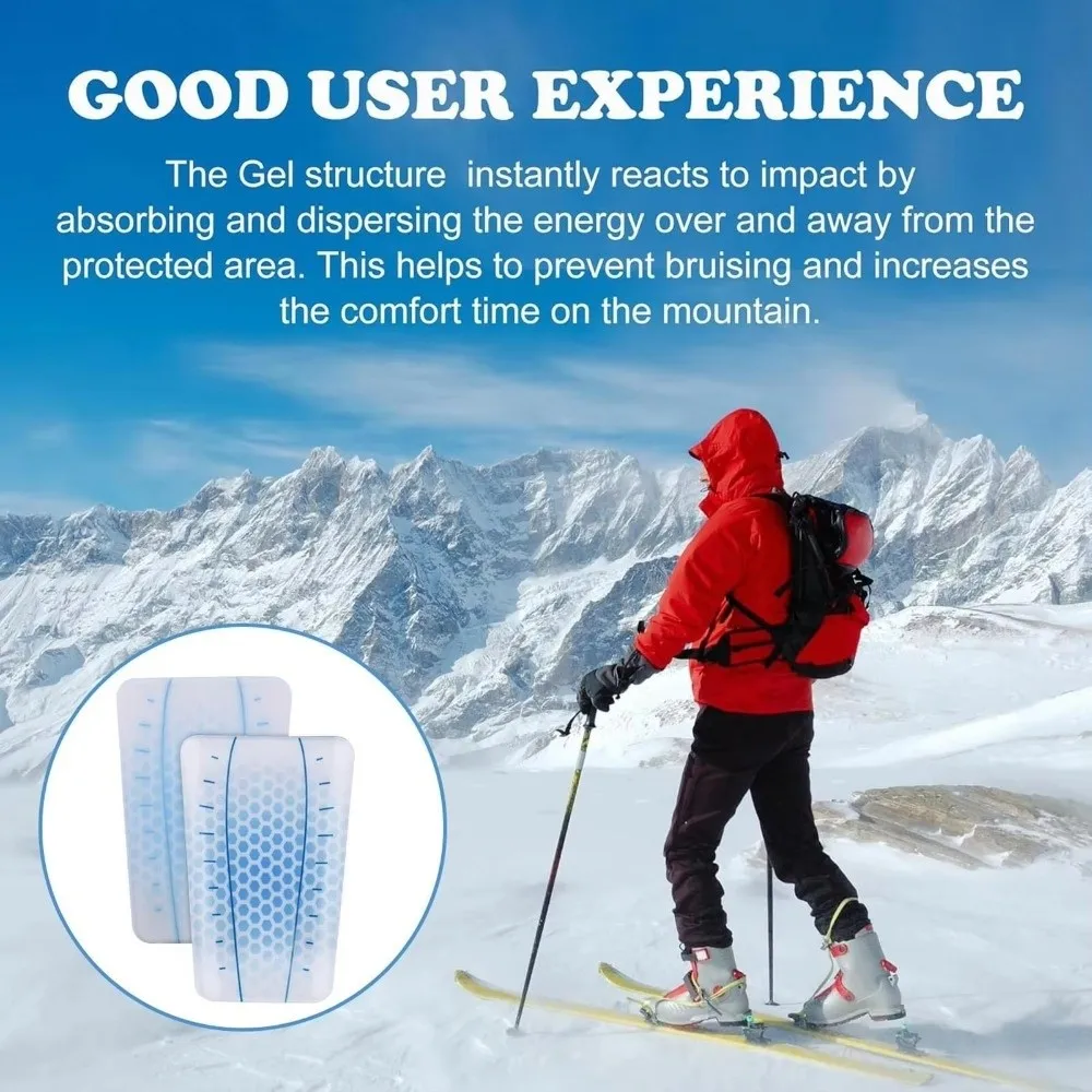 Skiing Equipment Flexible Ski Shin Guards Self Adhesive Soft Ski Shin Pads Washable Shock Absorption Gel Shin Guards Skiing