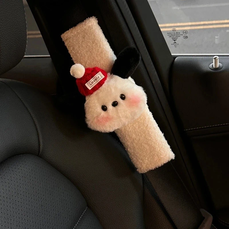 High Quality Cartoon Cover Anime Puppy Plush Auto Seat Belt Shoulder Protector Pad Car Interior Accessories