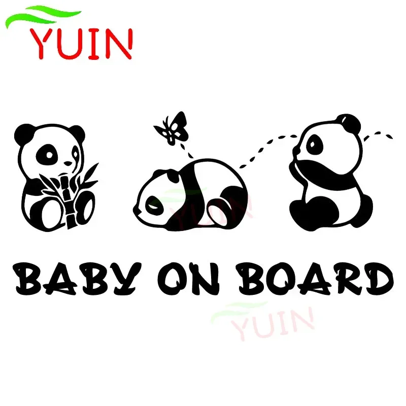 

Cute Panda Baby Carriage Warning Cartoon Car Sticker Decoration PVC Waterproof Sunscreen Decal Black/white/red/laser/silver