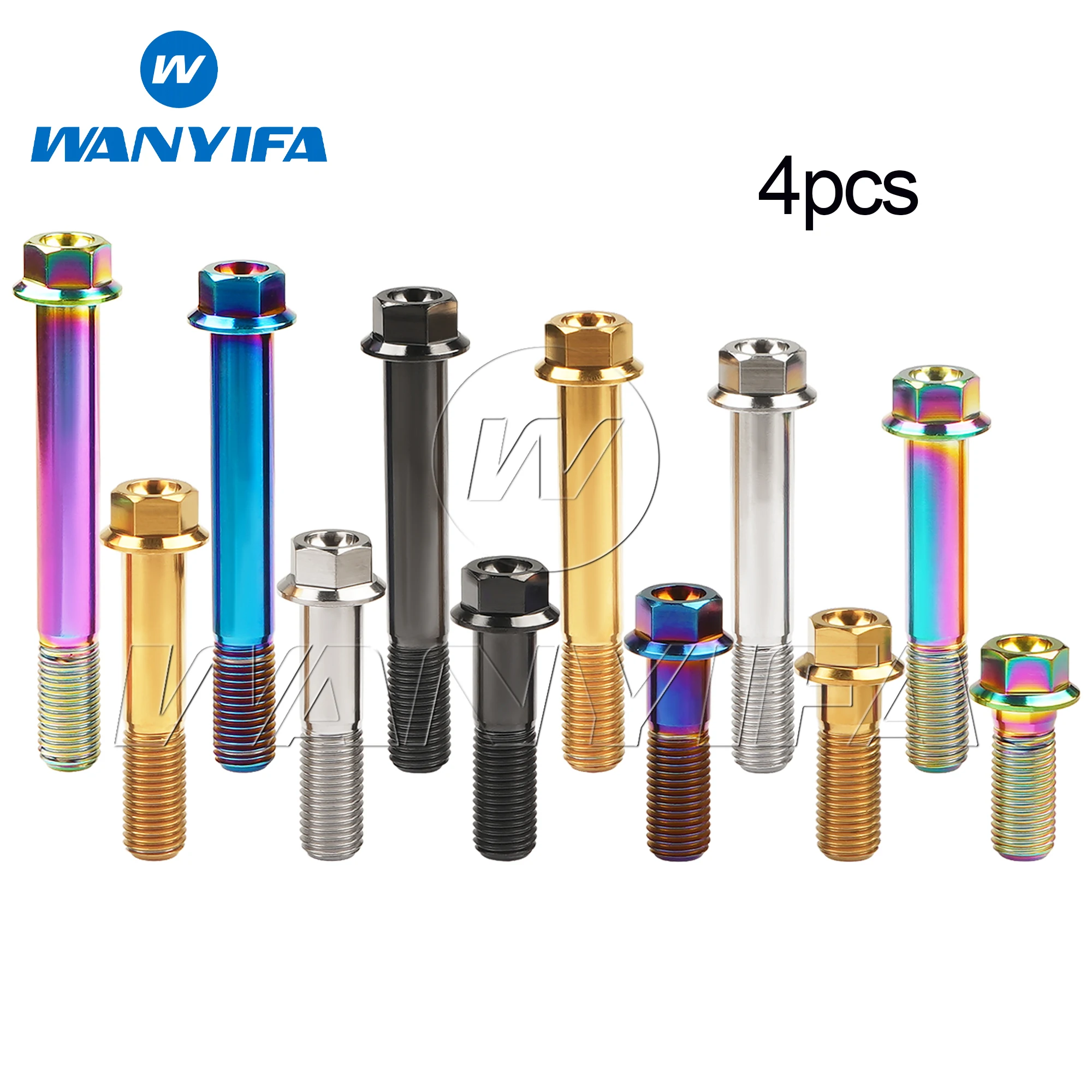 

Wanyifa 4pcs Titanium Bolt M12x30 35 40 45 50 55 60 65 70 75 80 85 90mm Pitch 1.25mm Flange Hex Head Screws for Motorcycle Car