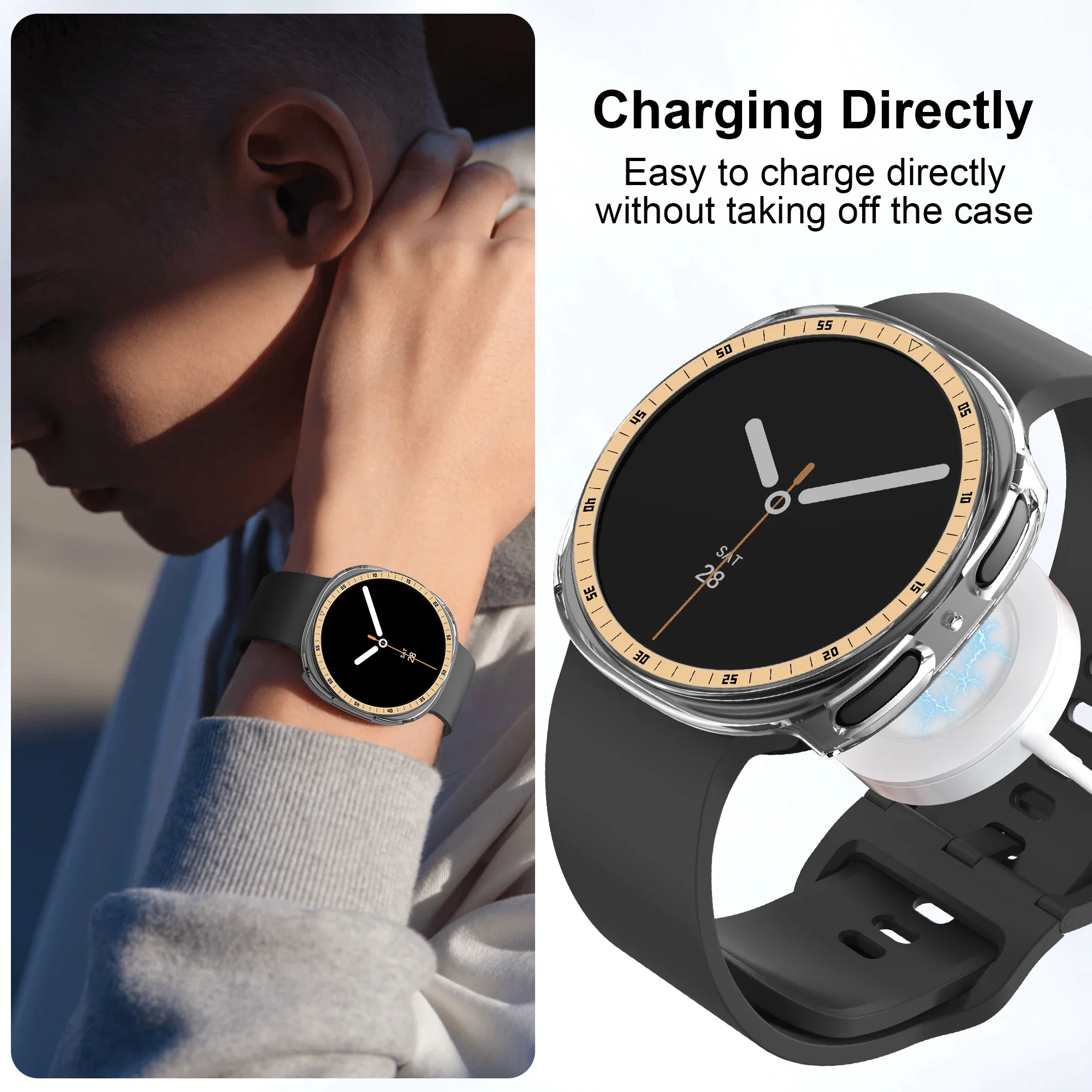 الحافة الدائري + غطاء لساعة سامسونج جالاكسي 8 حافظة 44 مللي متر 40 متر حامي الصلب PC الوفير مقياس شل جالاكسي ساعة 8 حالات واقية #5