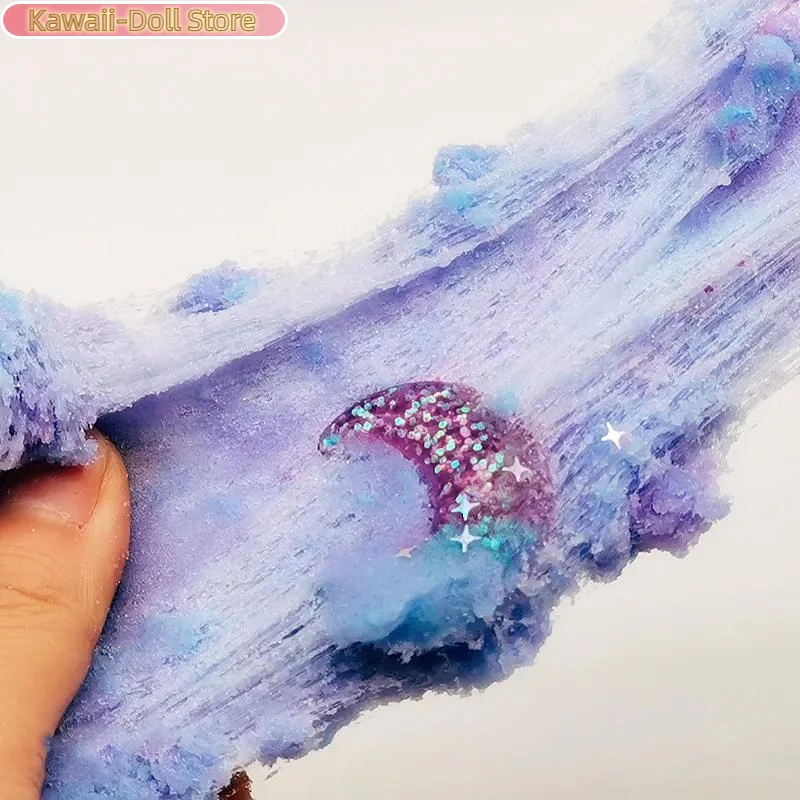 1 Set 60ml Moon Snowflake Mud Diy Decompress Game Toys Slime Kit Cotton Butter Mud Fluffy Putty Non Sediment Colored Clay Toy
