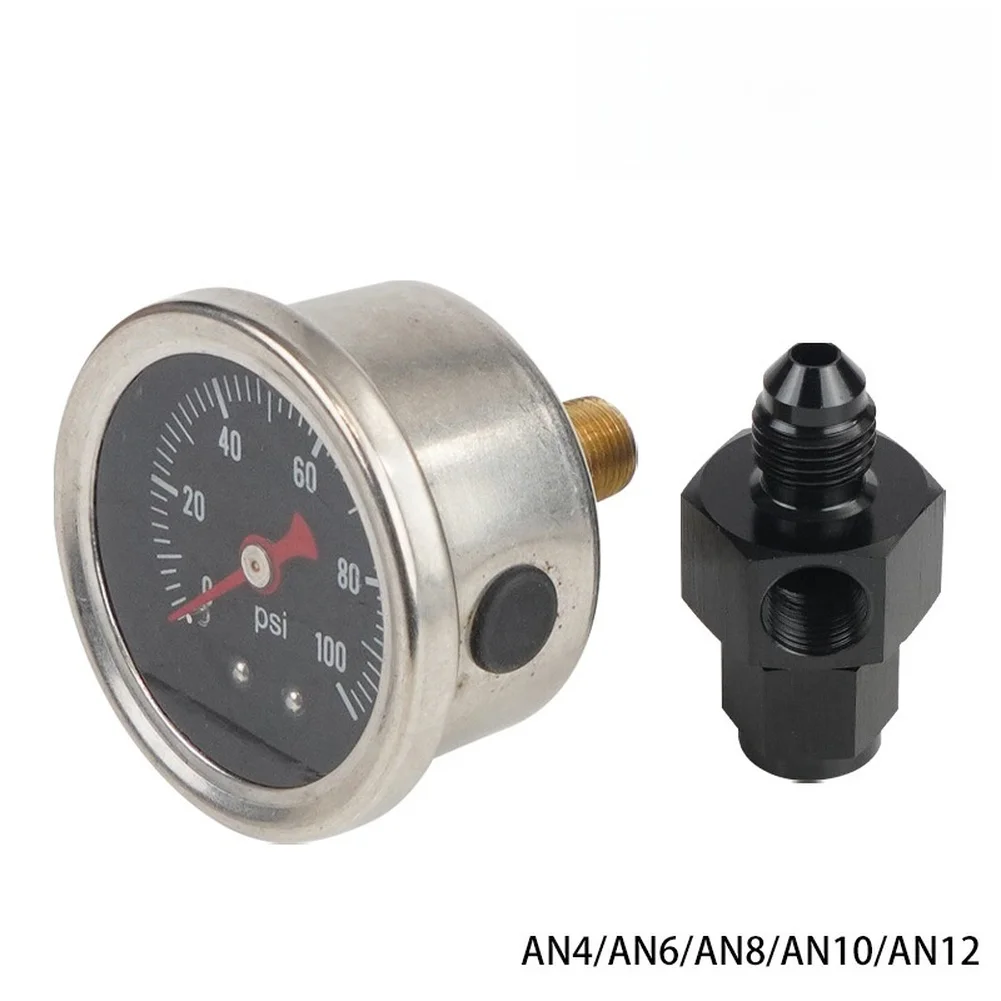 

AN4-12 Fuel Pressure Gauge 0-100 Psi with 1/8 NPT Valve for Use in Automotive Fuel Systems with Compatible Adapter Range
