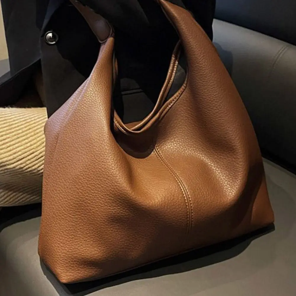 

Korean Style Lichee Pattern Tote Bag Solid Color PU Leather Large Capacity Handbag Tote Bag Large Capacity Underarm Packs Girls