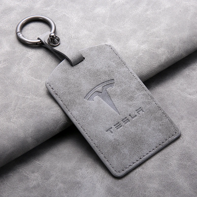 Leather Car Smart Remote Key NFC Card Case Cover Protector Holder Shell For Tesla Model 3 Model Y 2020 Auto Keychain Accessories view 3