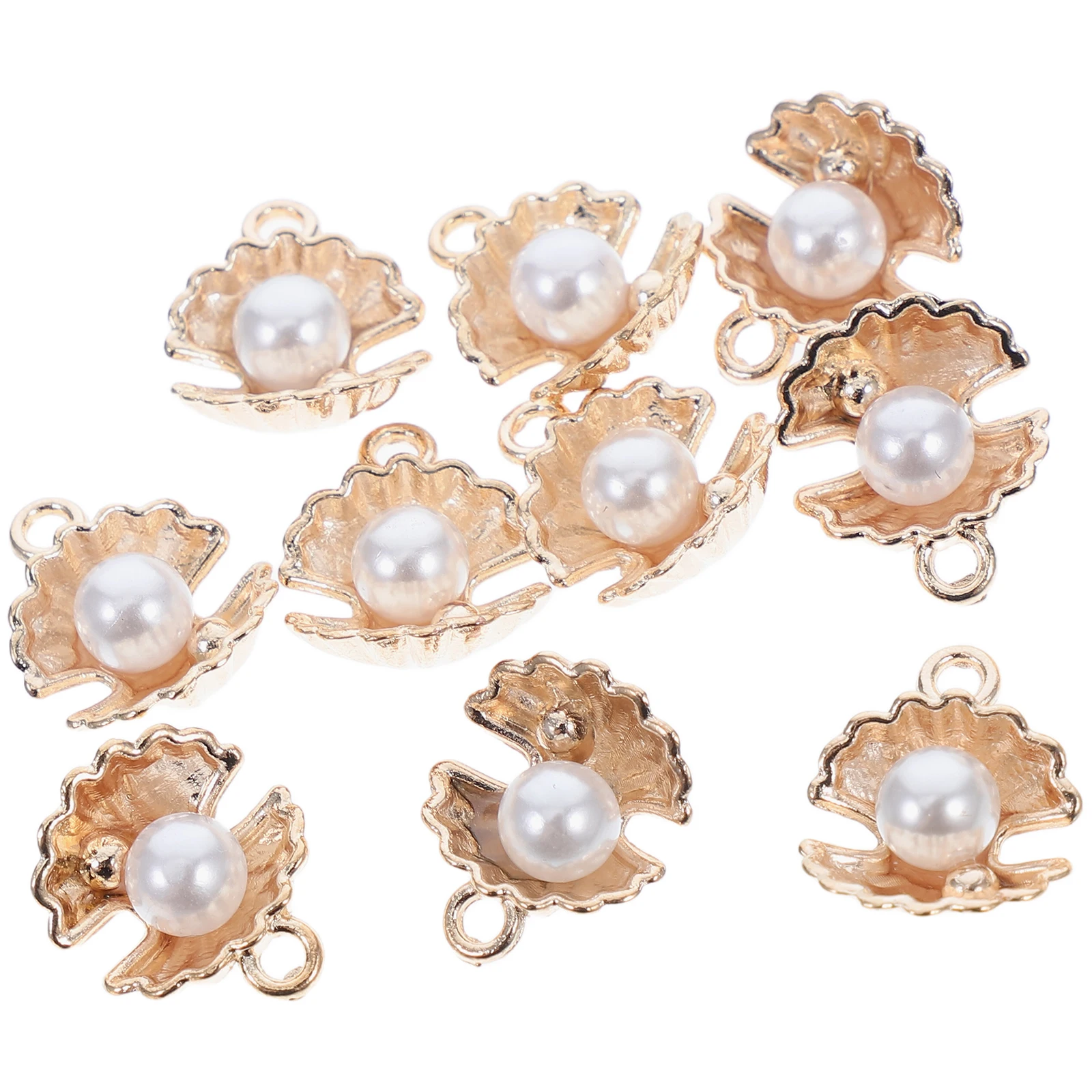 

10 шт., подвески с жемчугом в форме ракушки, металлические капли из искусственного жемчуга для изготовления ювелирных изделий своими руками, серьги, ожерелье, браслет, компоненты