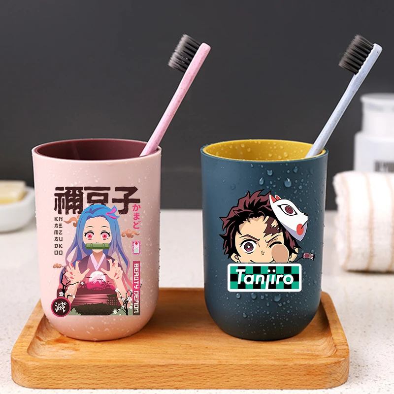 Demon Slayer Water Cup Toothbrush Cup Kamado Tanjirou Anime Mouthwash Cup Children's Water Cups Boy Girl Birthday Home Gifts