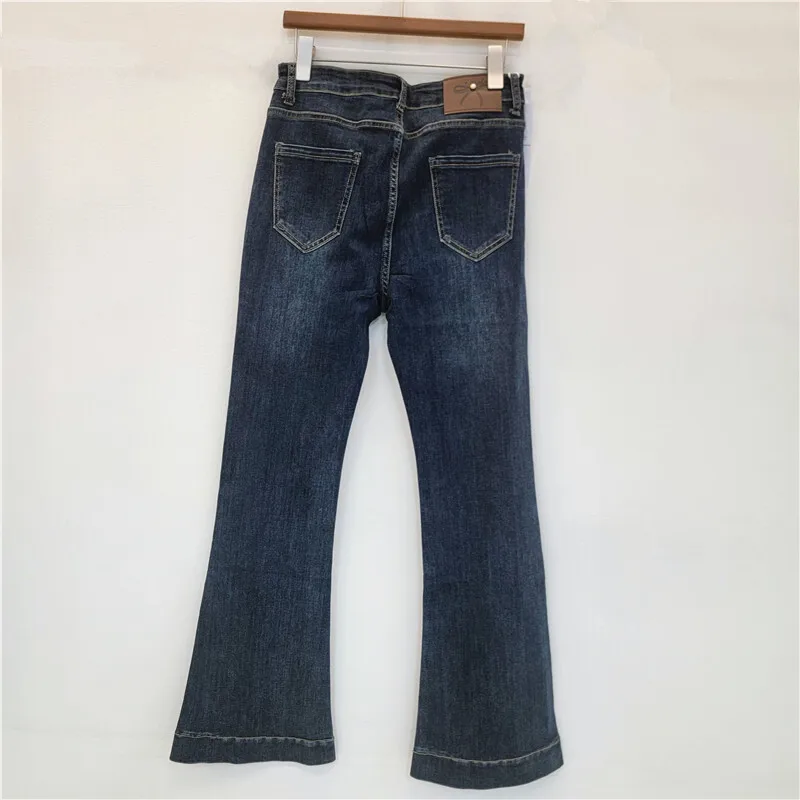 ANJY Autumn Winter New Women American Washed Stretch Diamonds Fashion Straight Jeans Ins Trend Casual Elegant Denim Pants A16129