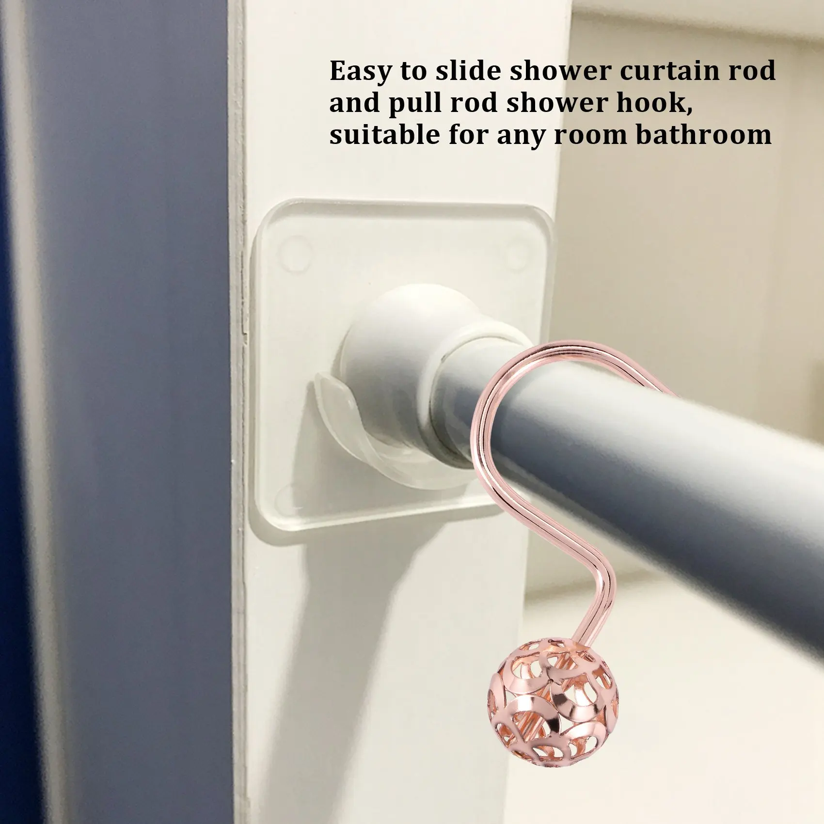 [in stock] Rose Gold Shower Curtain Hooks Rings,Set of 12 Decorative Shower Curtain Hooks,Metal Rustproof Shower Rings for Bathr