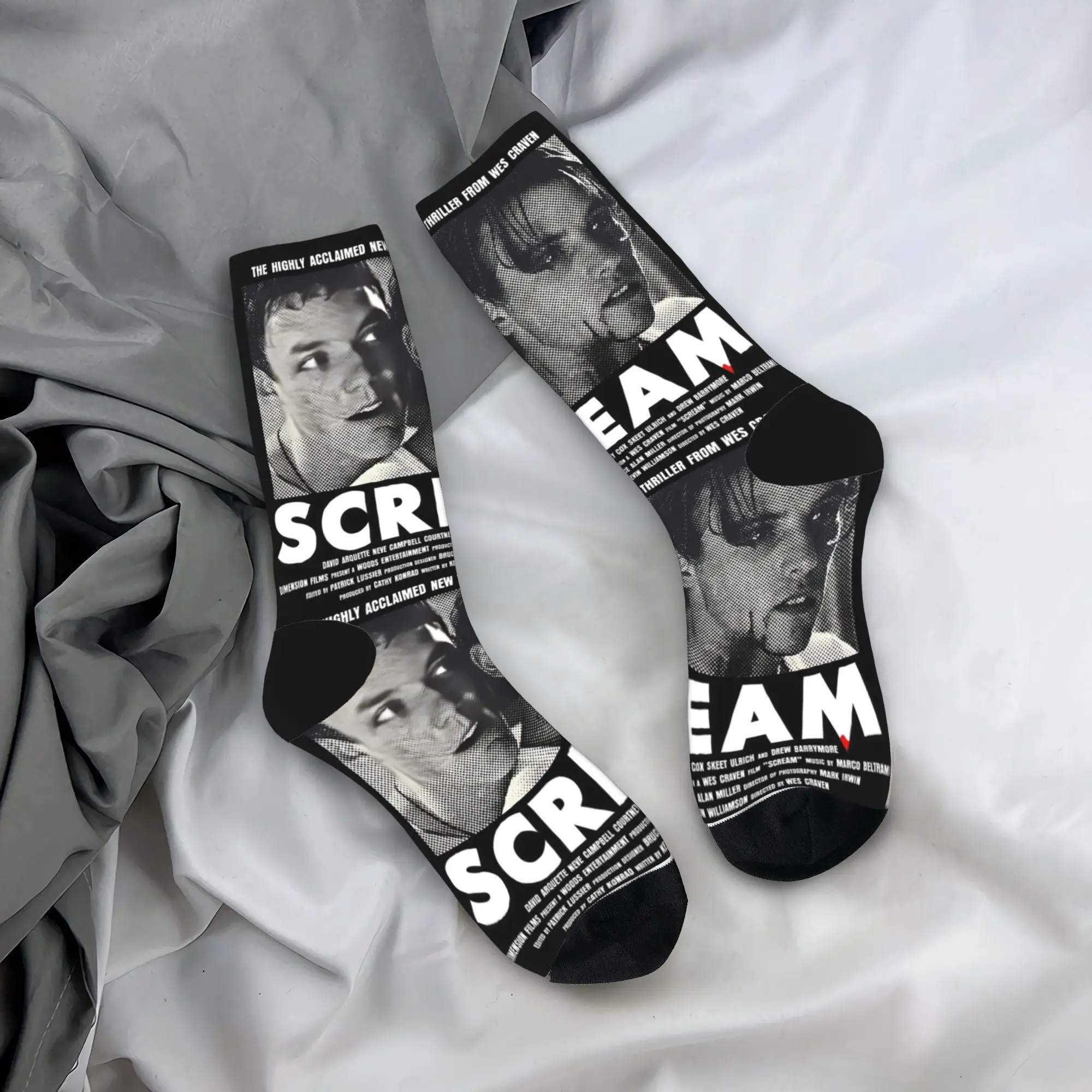 New Men's Socks Harajuku Retro Horror Scream 1996 Sock Polyester  Skateboard Women Socks Spring Summer Autumn Winter