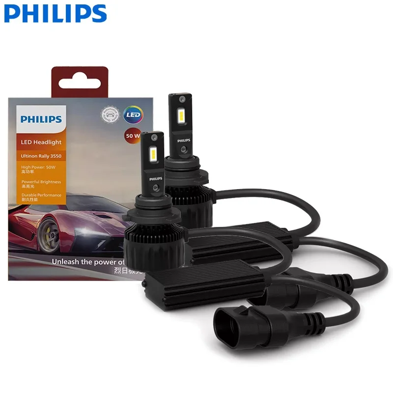 Philips LED HB3 HB4 9005 9006 100W 9000LM Ultinon Rally 3550 Car Light 6500K White High Power Lumen Watt LED Lamps 11005U3550X2