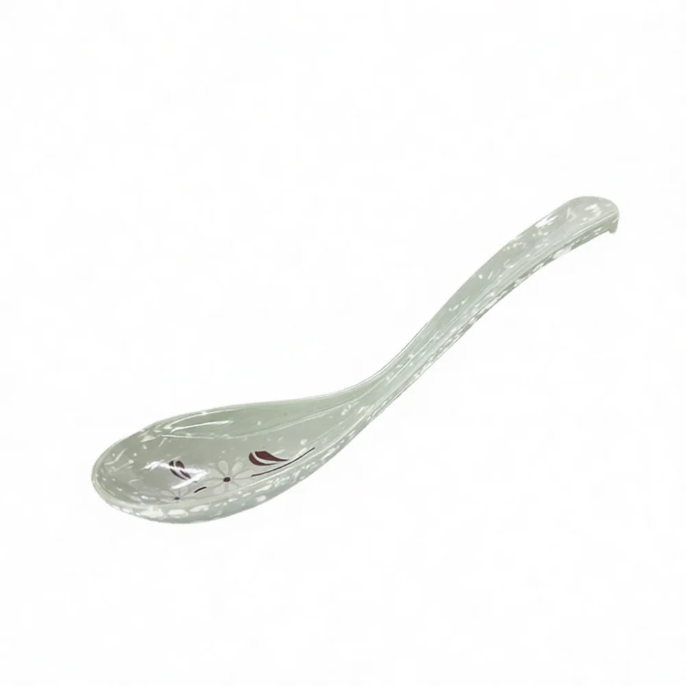 Commercial Strength Melamine Ladle Ergonomic Design Heat Resistant Kitchen Utensil Stylish Floral Pattern Soup Spoon