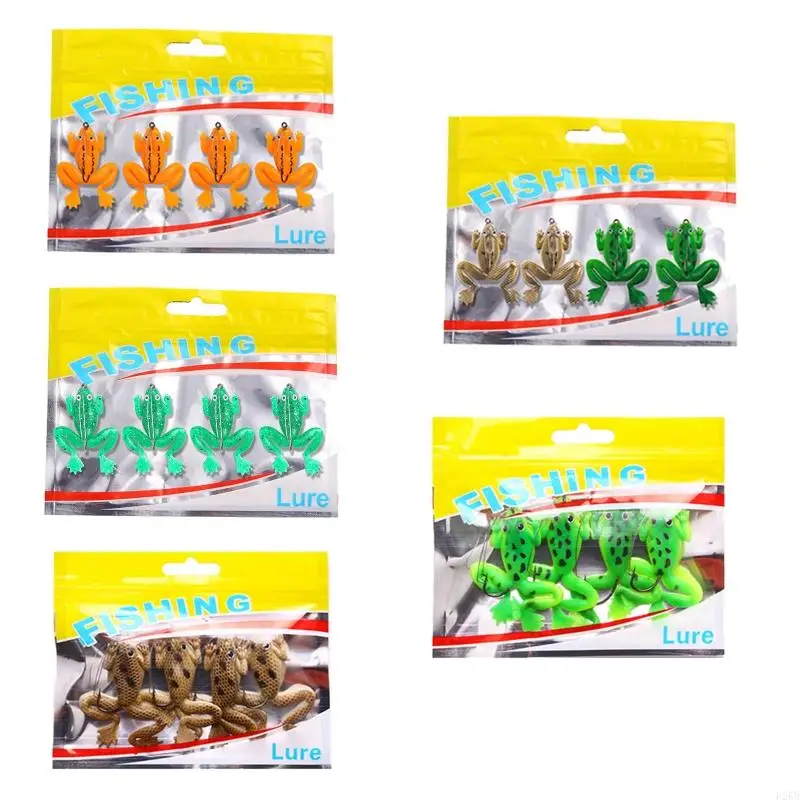 

4x Soft Bionic for Silicone Lure Simulation Colorful Fish Tackle Single Hook Baits Fake Soft Body Topwater Fishing