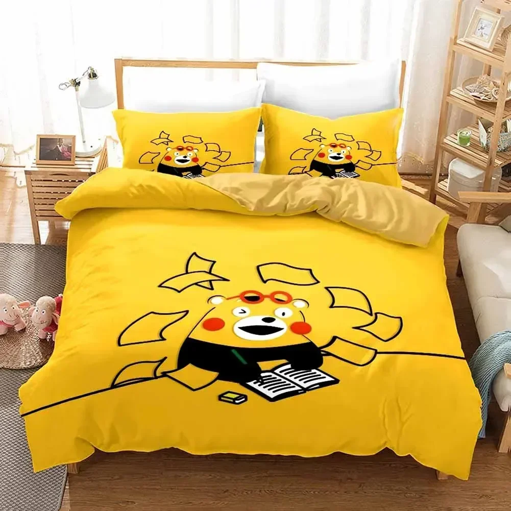 3D Print Kawaii Cartoon Comics Kumamon Bedding Set Double Twin King Duvet Cover Comforter Pillowcase Boys Girls Adults Bedroom
