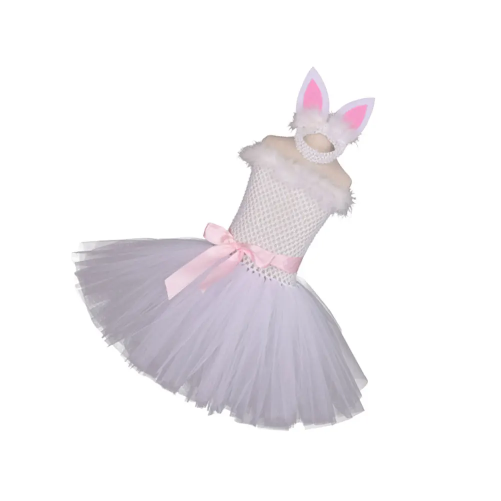 2 قطعة أرنب لطيف عيد الفصح زي مجموعة بيضاء حجم 110 جميل الشعر غطاء الرأس طفل الزي مهرجان حفلة فتاة فستان فتاة الزي عيد الفصح #3