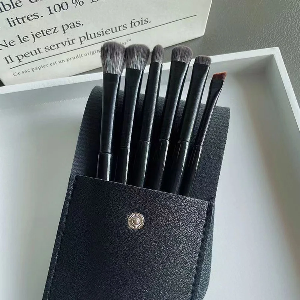 Conjunto de 6 Pincéis de Maquiagem para Olhos, Profissional, Macio, para Contorno, Sombra, Delineador e Sobrancelha, Ferramenta Cosmética de Beleza Facial para Mulheres