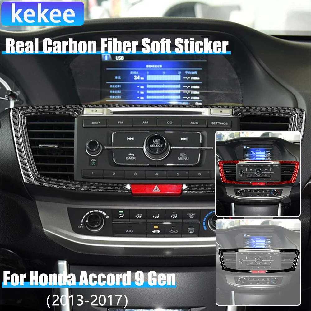 

Real Carbon Fiber Car Accessories Center Console Air Vent Frame Cover Soft Sticker For Honda Accord 9th Gen 2014 2015 2016 2017